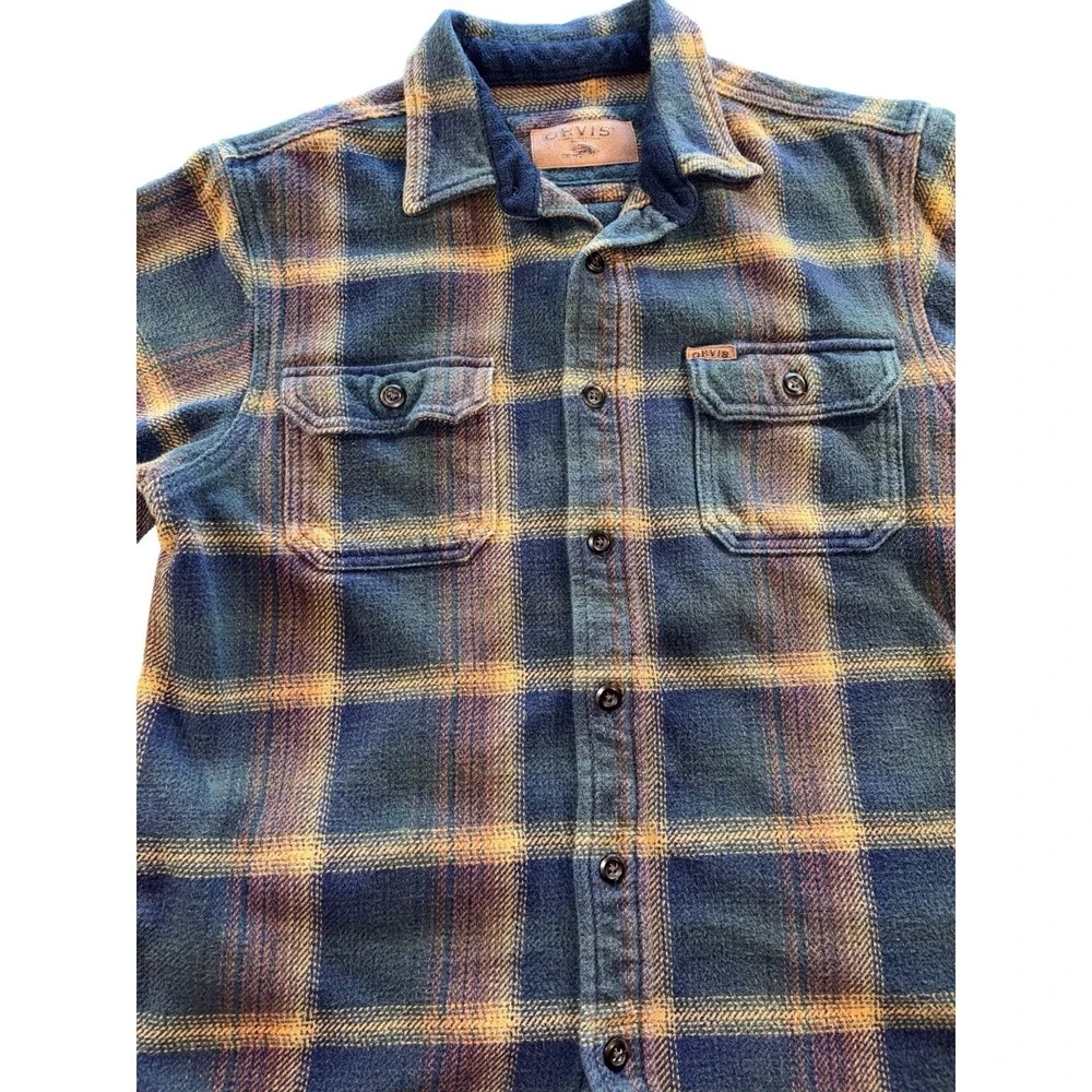 Orvis Heavy Flannel Men's Medium Plaid Shacket Pockets Shirt Jacket - Picture 8 of 12